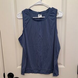 Blue Sleeveless Perforated Tank‎ Top